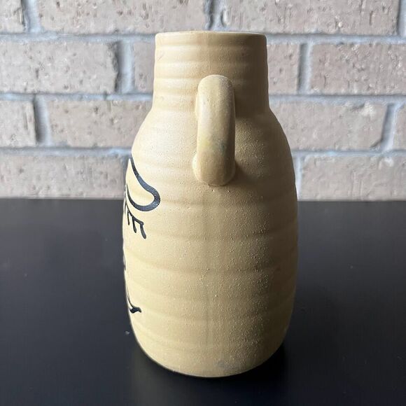 Pottery Jug Vase with Abstract Eye Handle Earthy Color Heritage Home 7.25 in H - Picture 4 of 12
